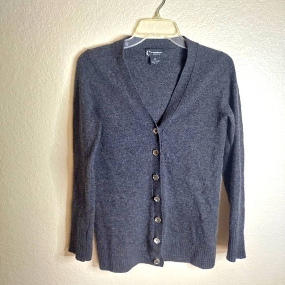 C by bloomingdale's 2-ply cashmere grey button down cardigan sz Xs - Picture 1 of 7